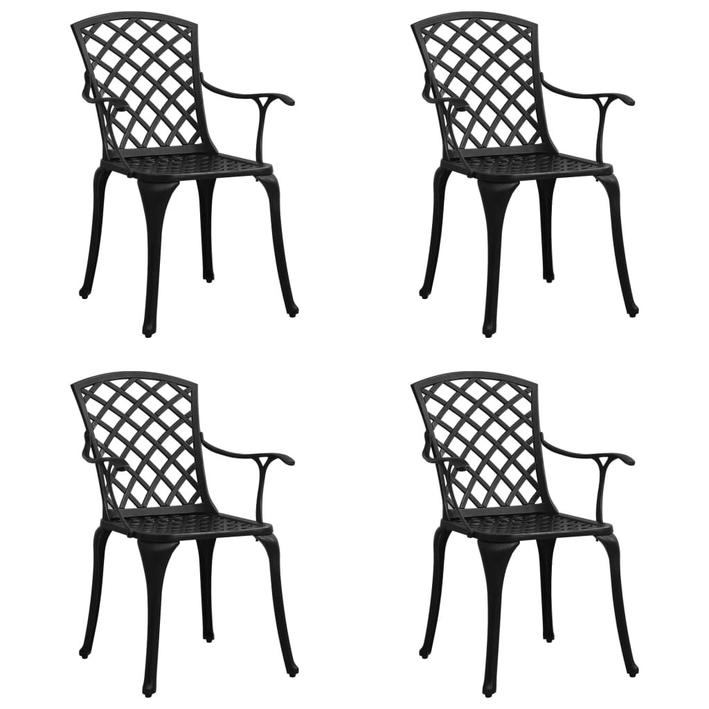 vidaXL sillas de jardín 4 unidades aluminio fundido negro