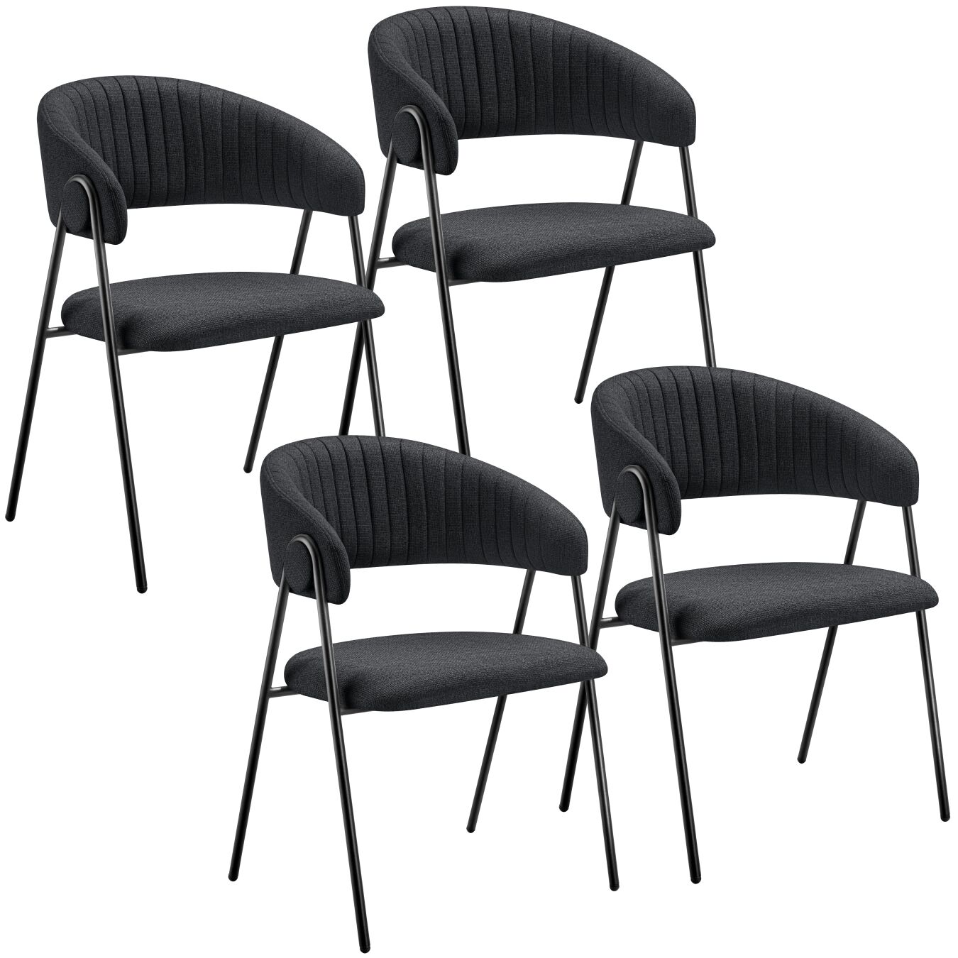 4 cadeiras de sala de jantar de tejido acolchoado 60 x 58 x 85 cm preto