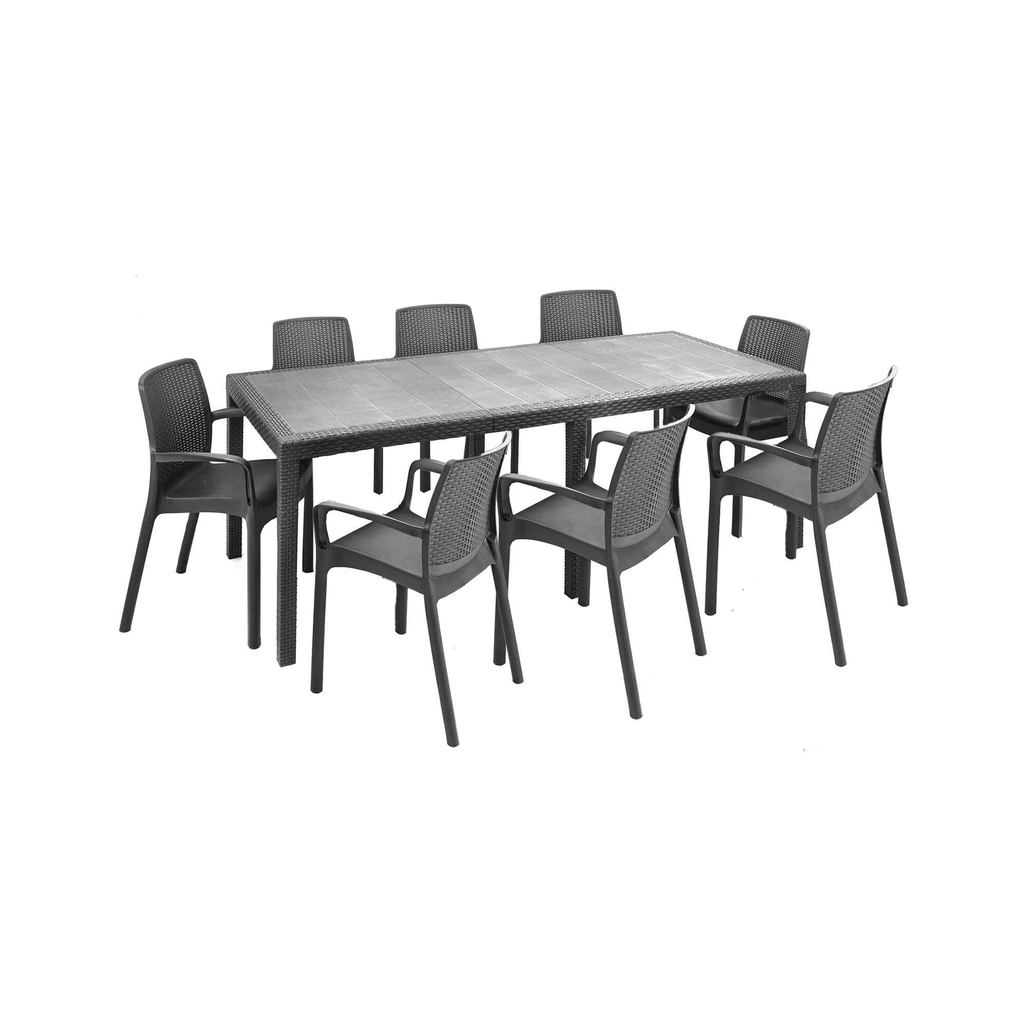 Conjunto mesa e cadeiras cortanze, 8 lugares, preto antracite