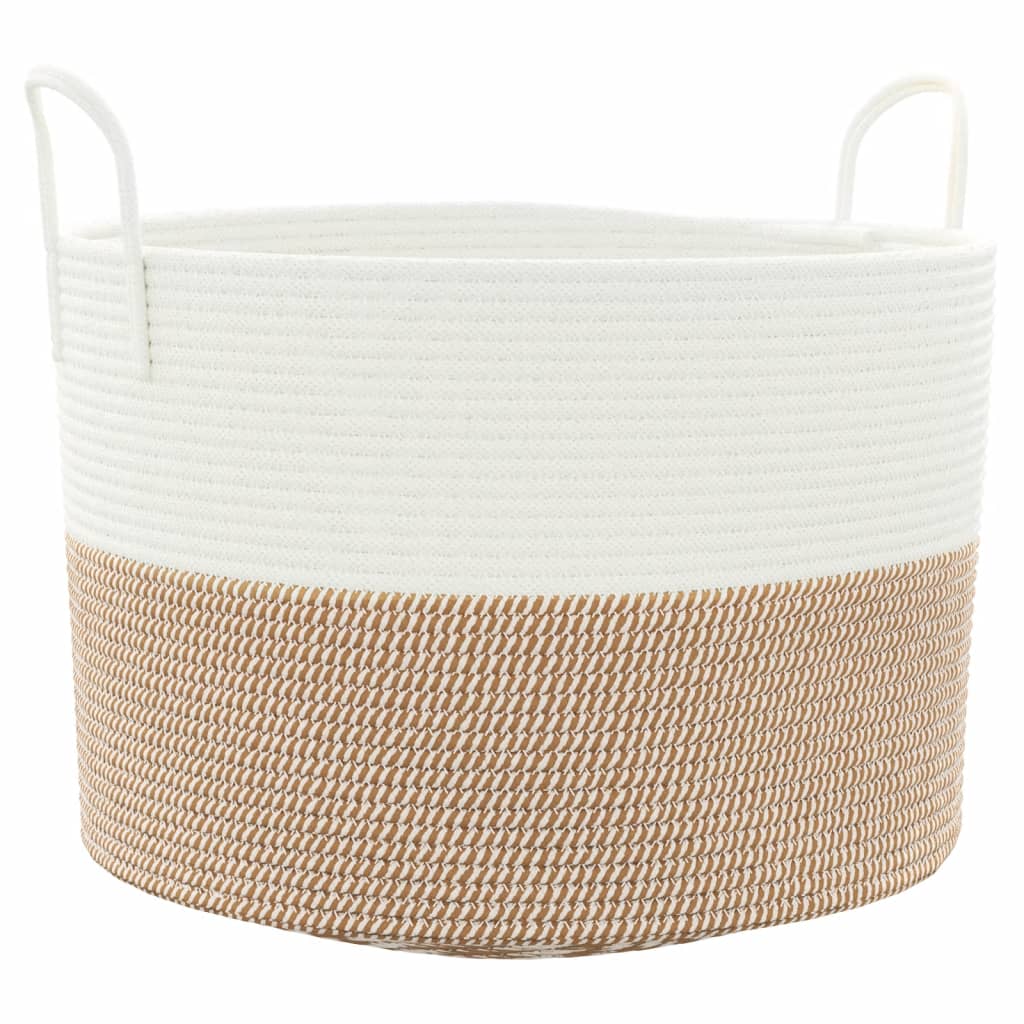 vidaXL cesta de almacenaje aLGodón marrón y blanco ø51x33 cm