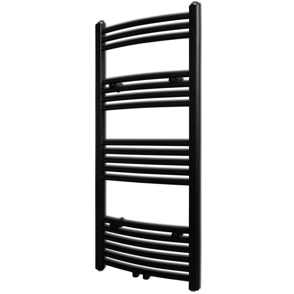 Toalheiro de banho curvo vidaxl radiator preto 500 x 1160 mm