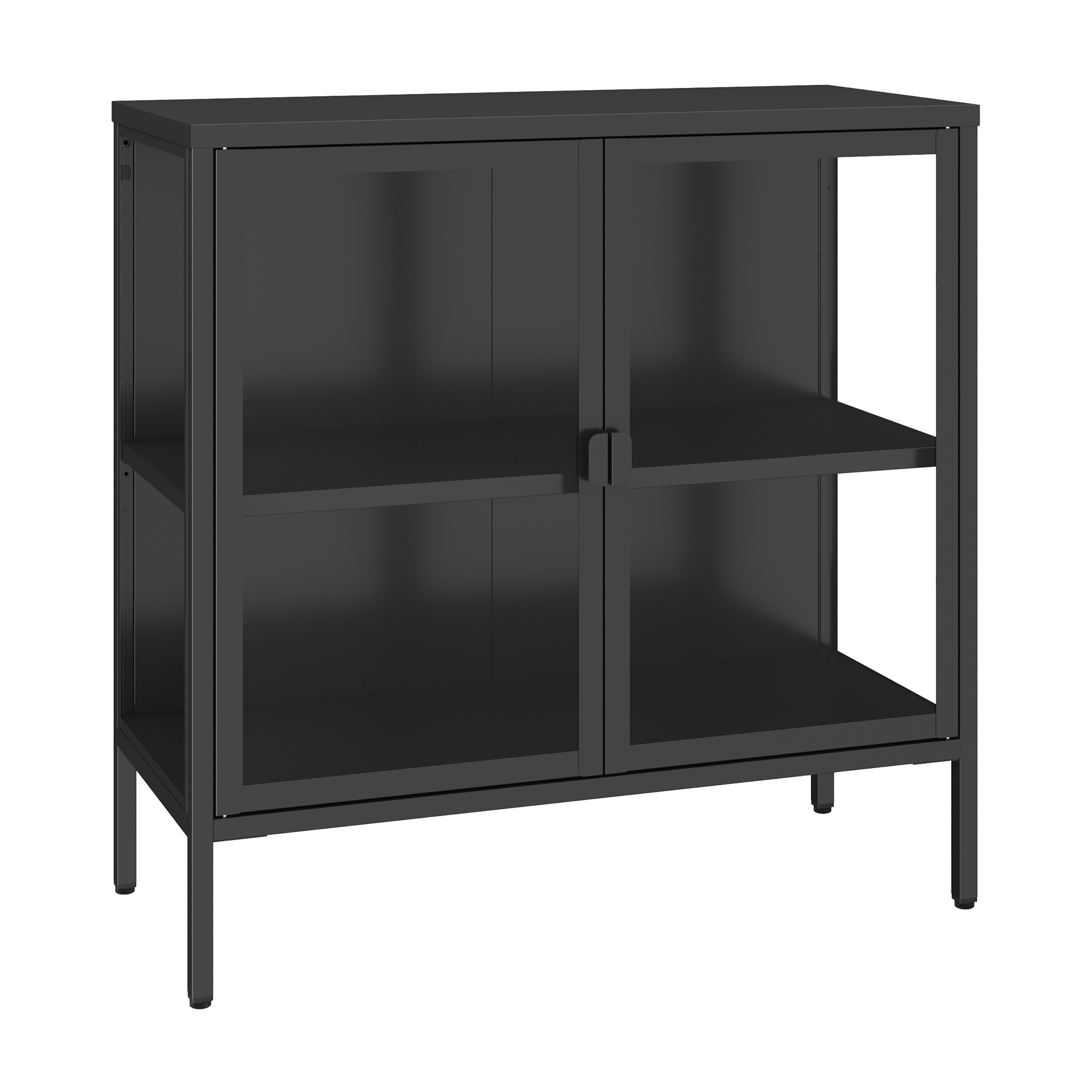 Aparador de vitrinas borshavisa 2 portas vidro 80x80x35 cm preto [en.casa]