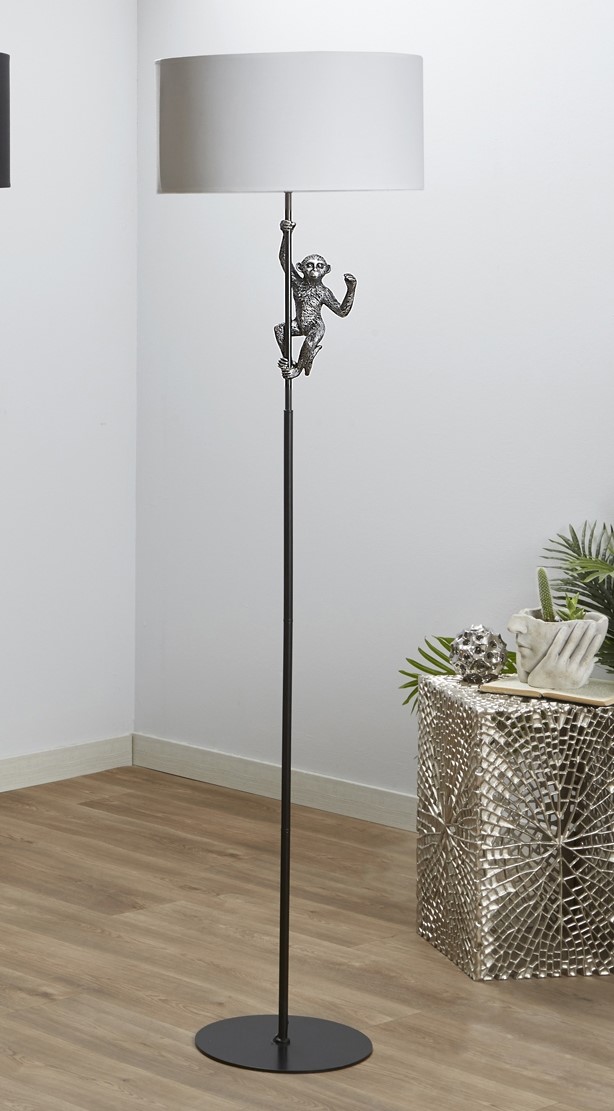 Luminária de pé mono em resina prateada, 45x165cm
