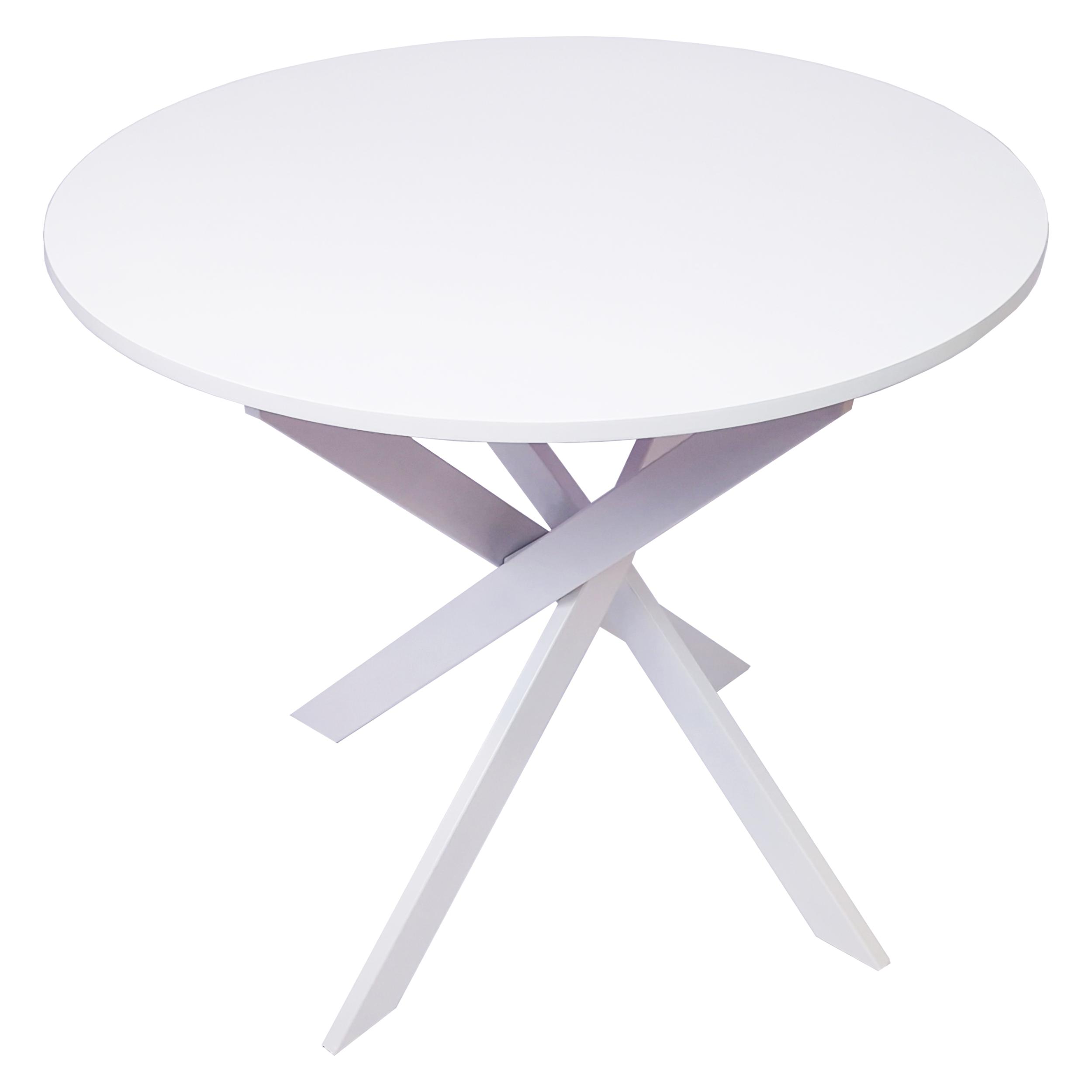 Mesa de jantar redonda, 90x90x77cm, branco, pés branco