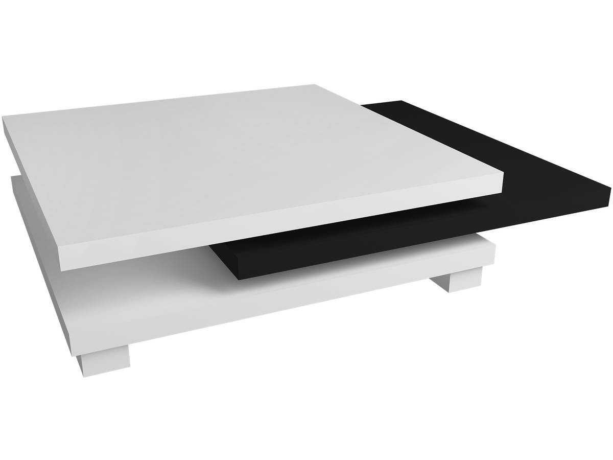 Mesa de centro "elena" transformable – blanco/negro