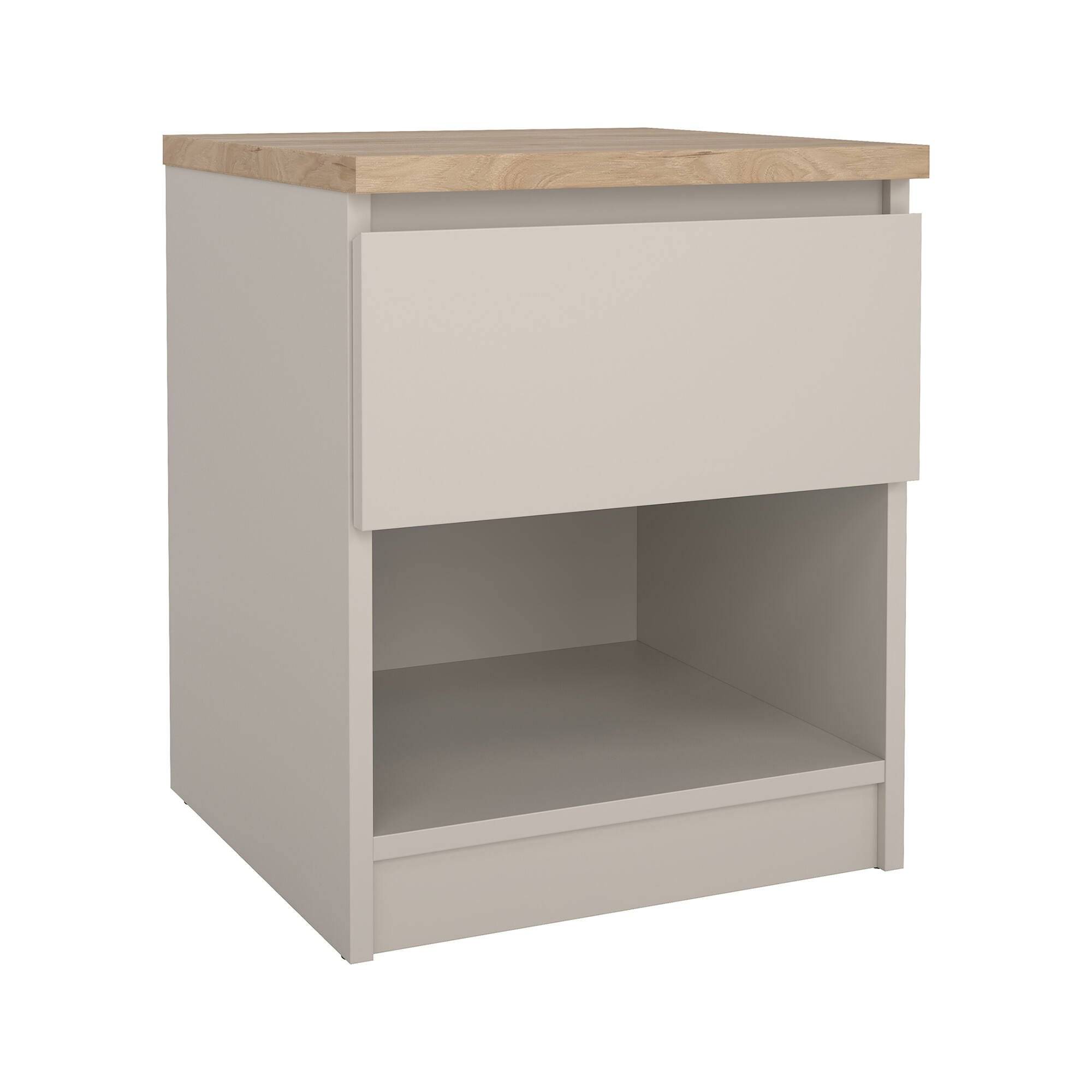 Comodino solantra, 2 prateleiras, em madeira bege 40x40x50h cm