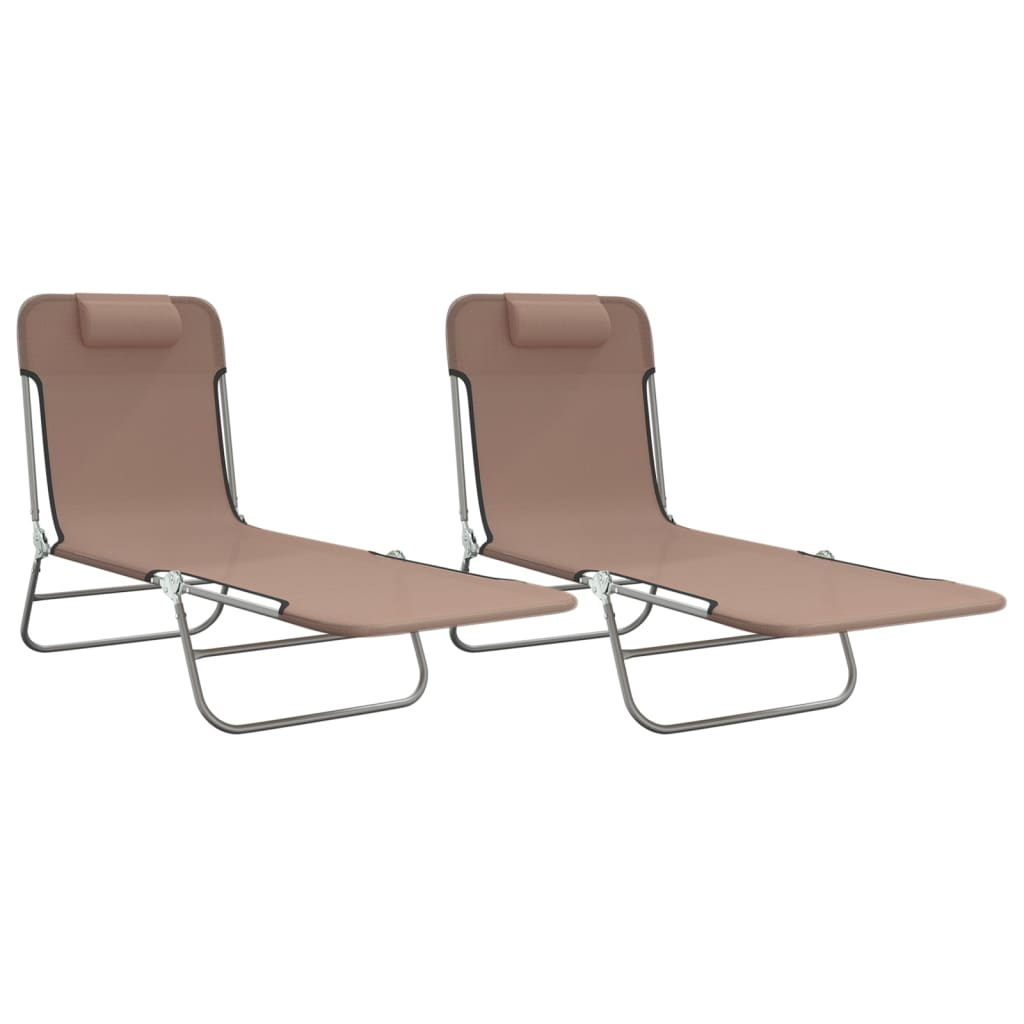 vidaXL tumbonas plegables 2 uds acero y textilene marrón
