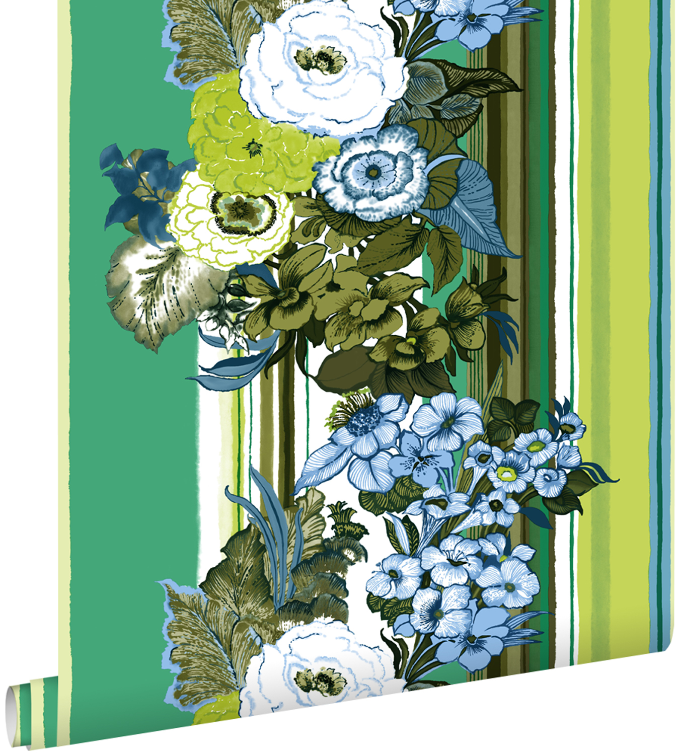 Estahome papel de parede flores vintage verdeeverde lima 53 cm x 10.05 m