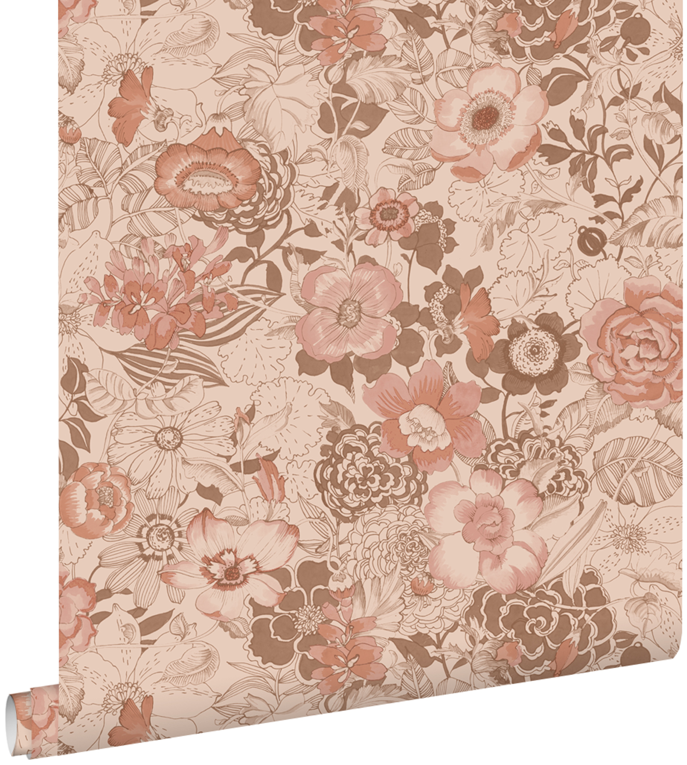 Estahome papel de parede flores vintage rosa terracota 53 cm x 10.05 m