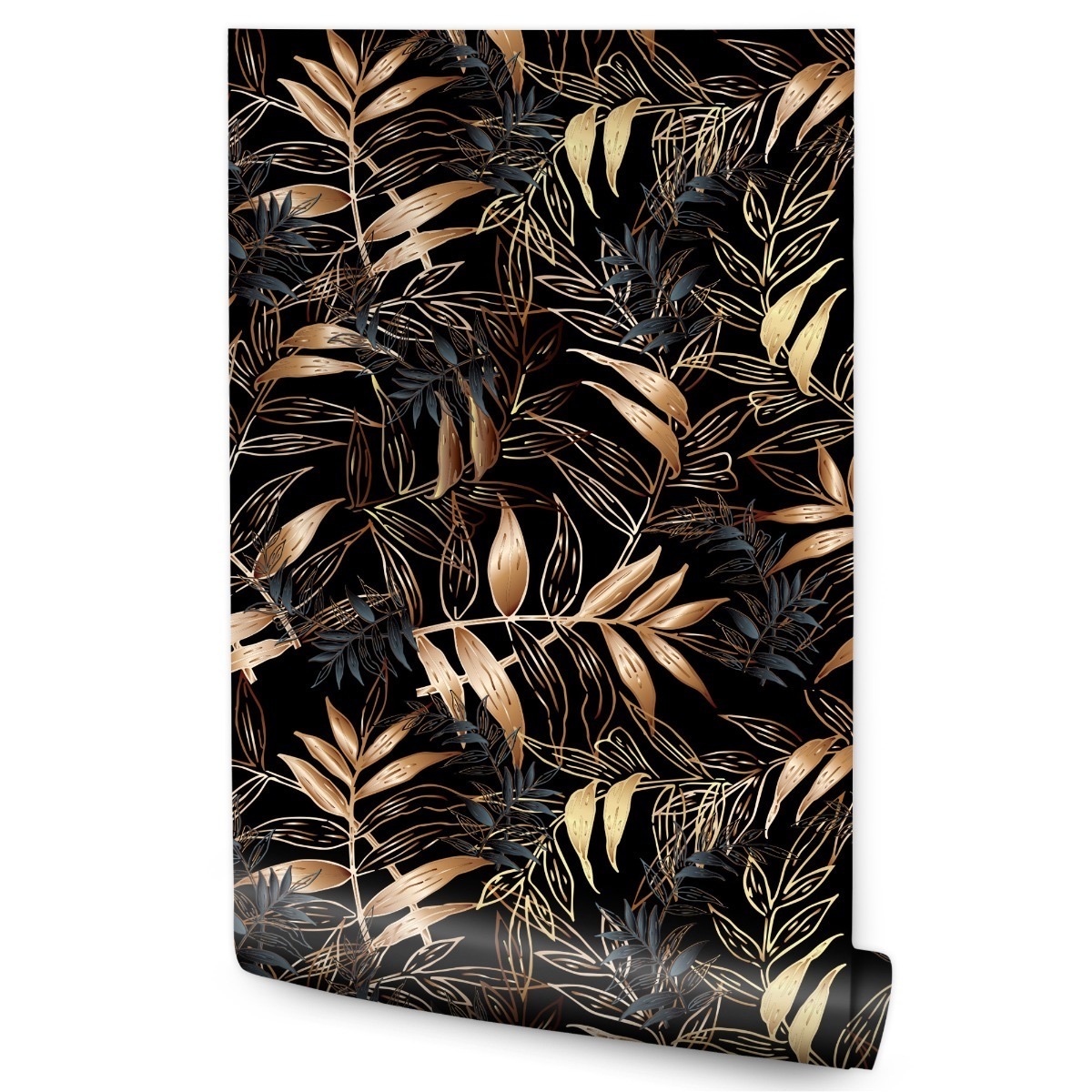 Papel de parede leaves plantas sala de estar decoração moderna