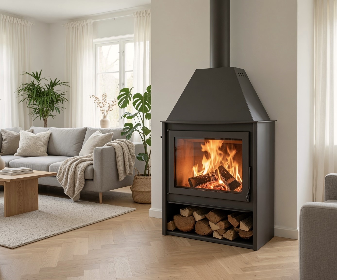 Fogão a lenha modelo Alpes / 11 KW / 76 % 320 M3
