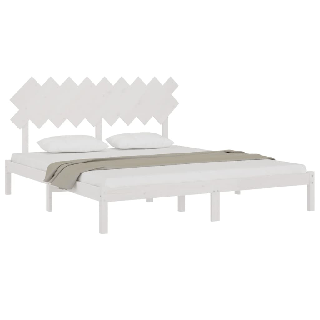 vidaXL estructura cama de madera maciza blanca super king 180x200 cm