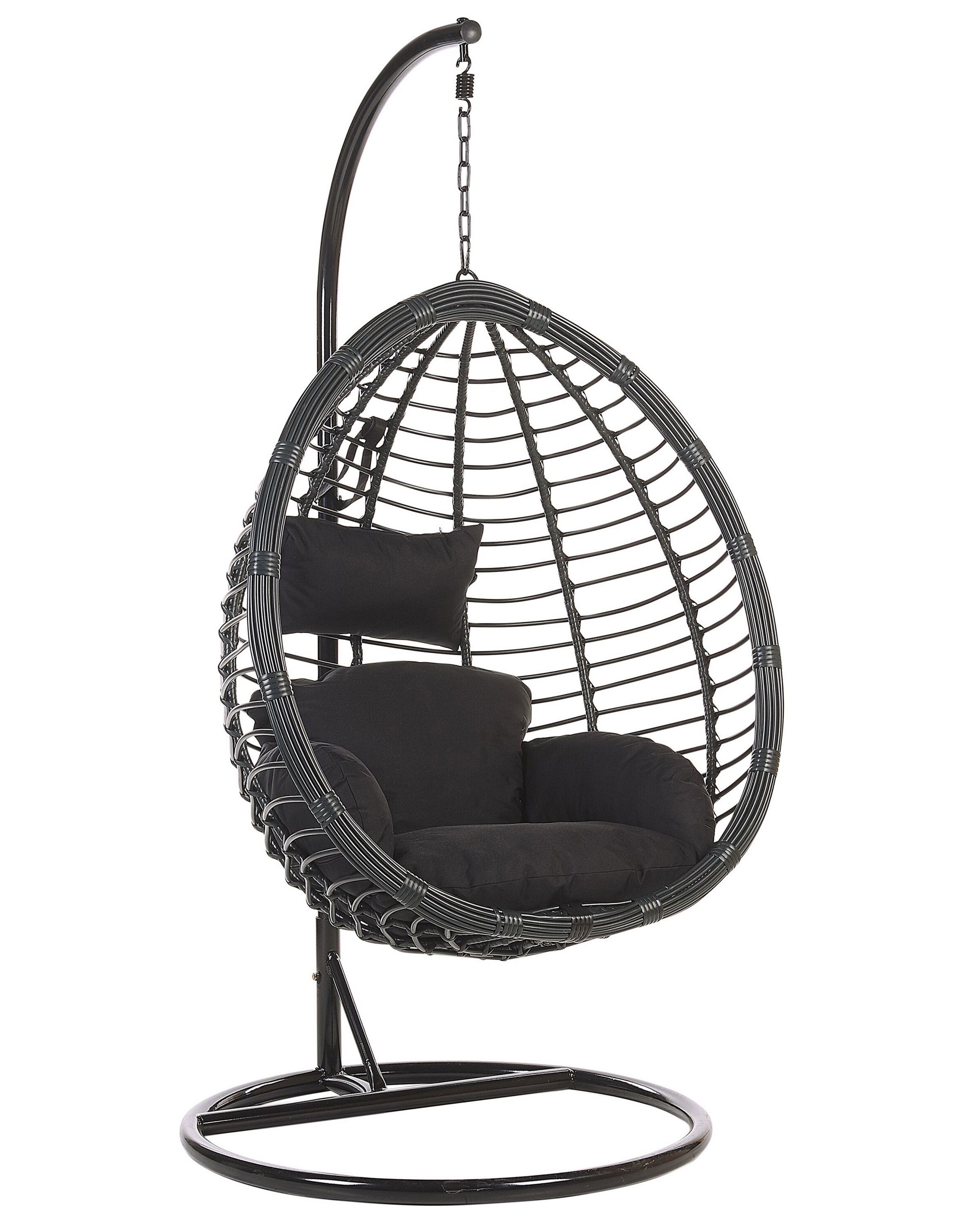 Cadeira suspensa com suporte tollo rattan sintético preto