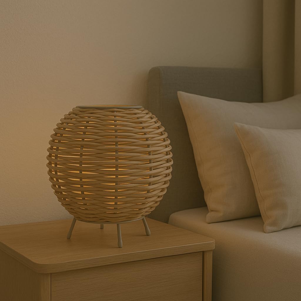 Candeeiro de mesa em vime, casquilho e14, estilo nórdico natural