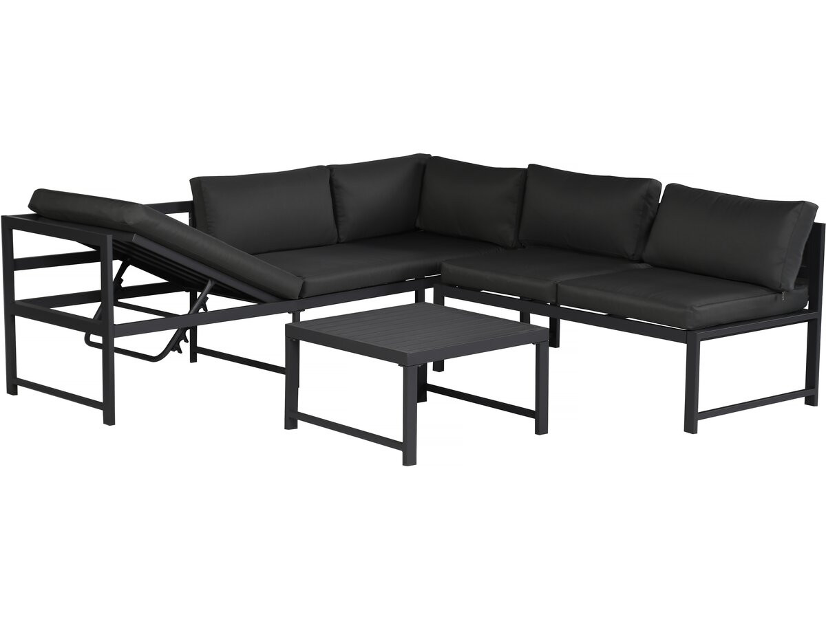 Conjunto de mobiliário de jardim em metal "etna" - 6 lugares - cinzento