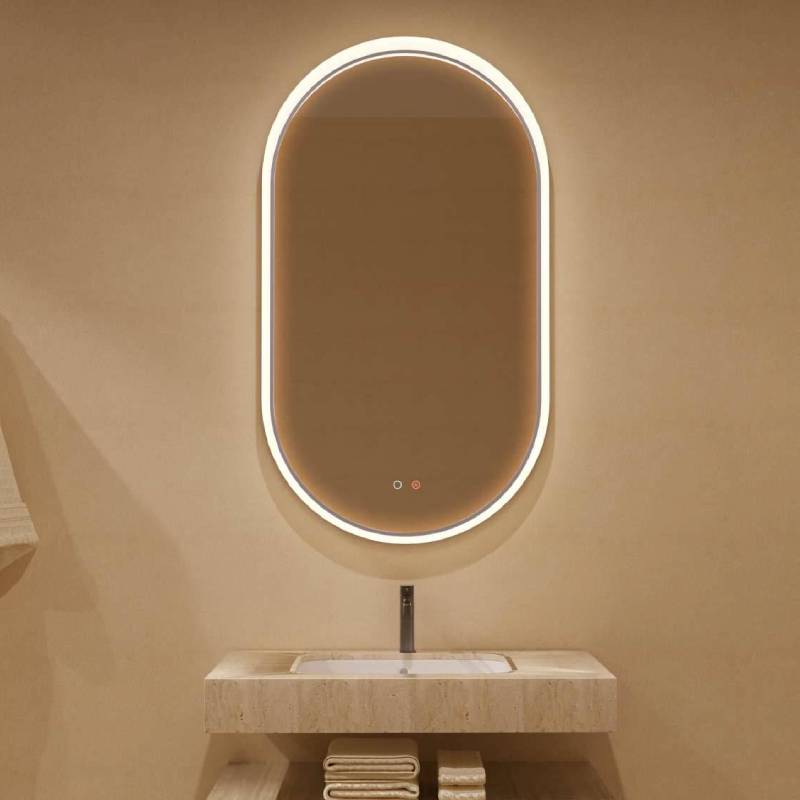 Espelho LED wc retangular palermo 50x150 black gun metal