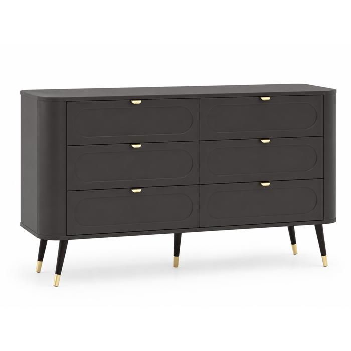 Comoda - 3xe living - 138,2 x 40 x 79,7 cm - 6 gavetas - preto - painel mel
