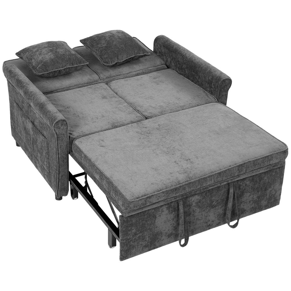 Sofá-cama 130x91x100 cm chenille color gris Homcom, casa - sófas
