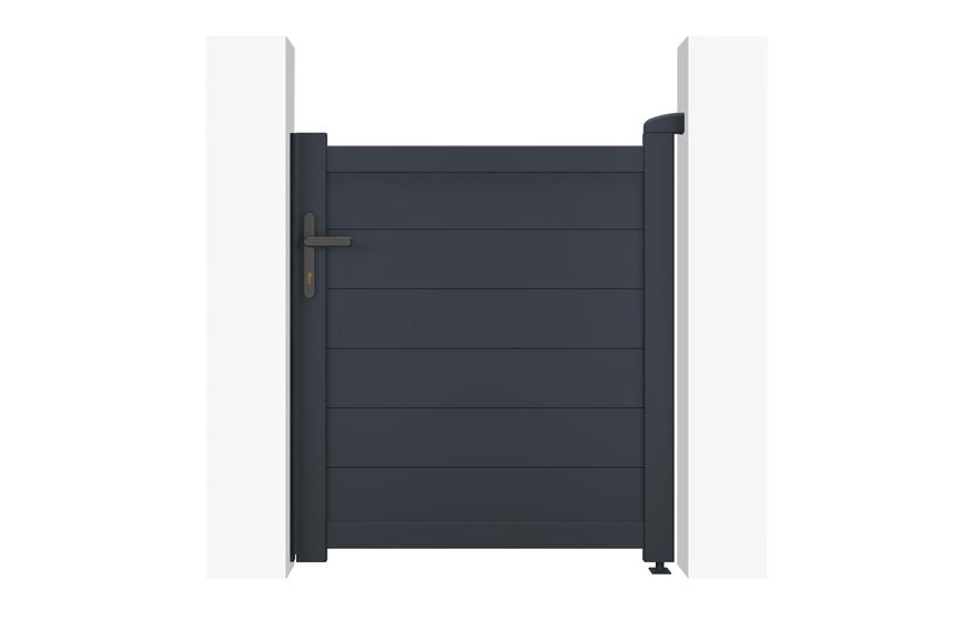 Portão ajustável eiger h.115cm em alumínio cinza, 1m de largura