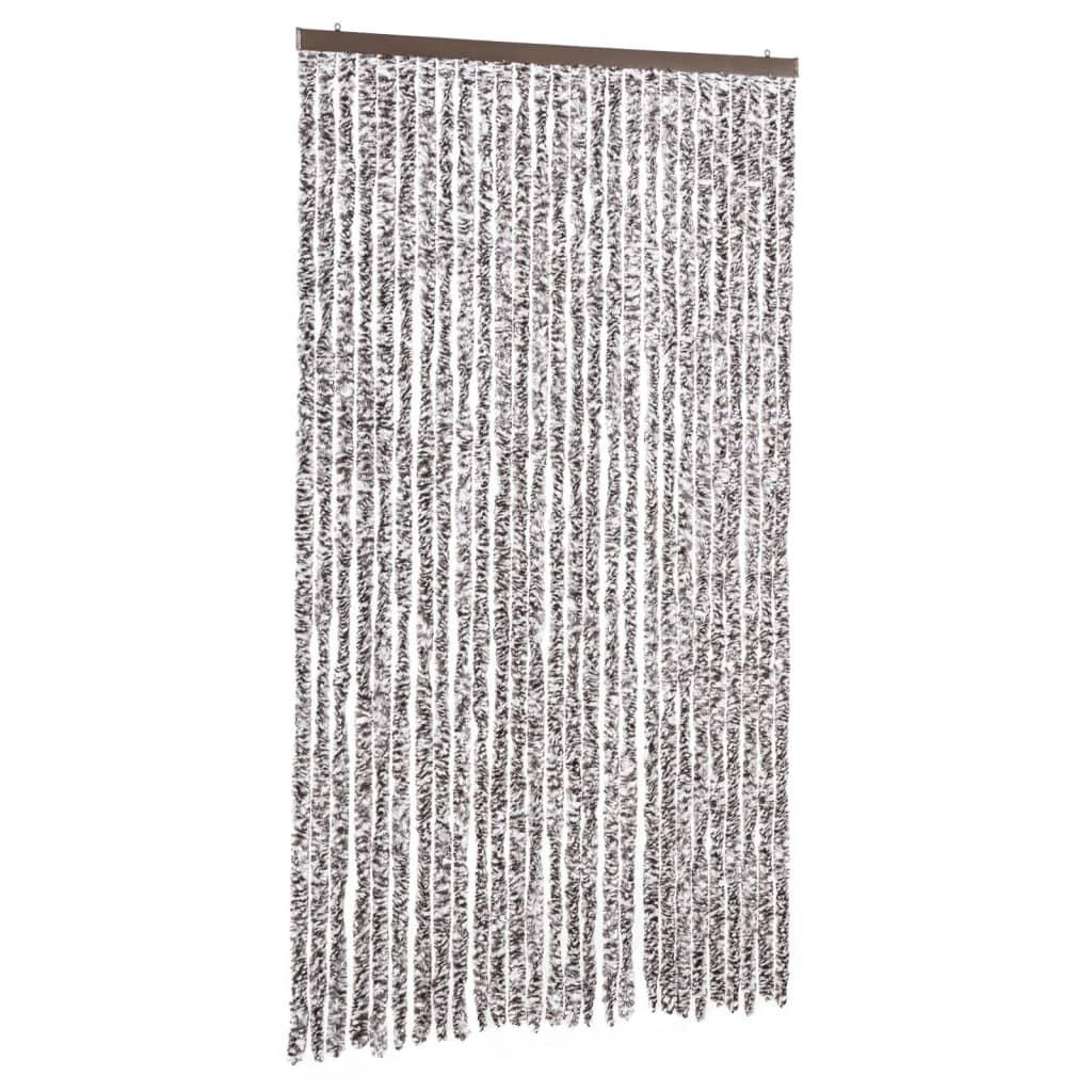 Cortina anti-insetos 118x220 cm chenille castanho e bege