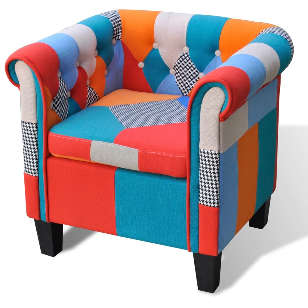 Poltrona de tecido com design de retalhos ewg2113