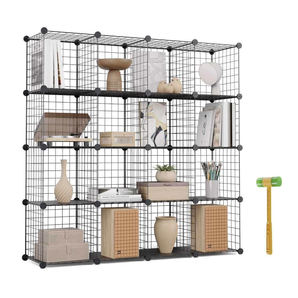 Newlux estante modular titan c16 31,5x125x125 cm metálica – 16 cubos