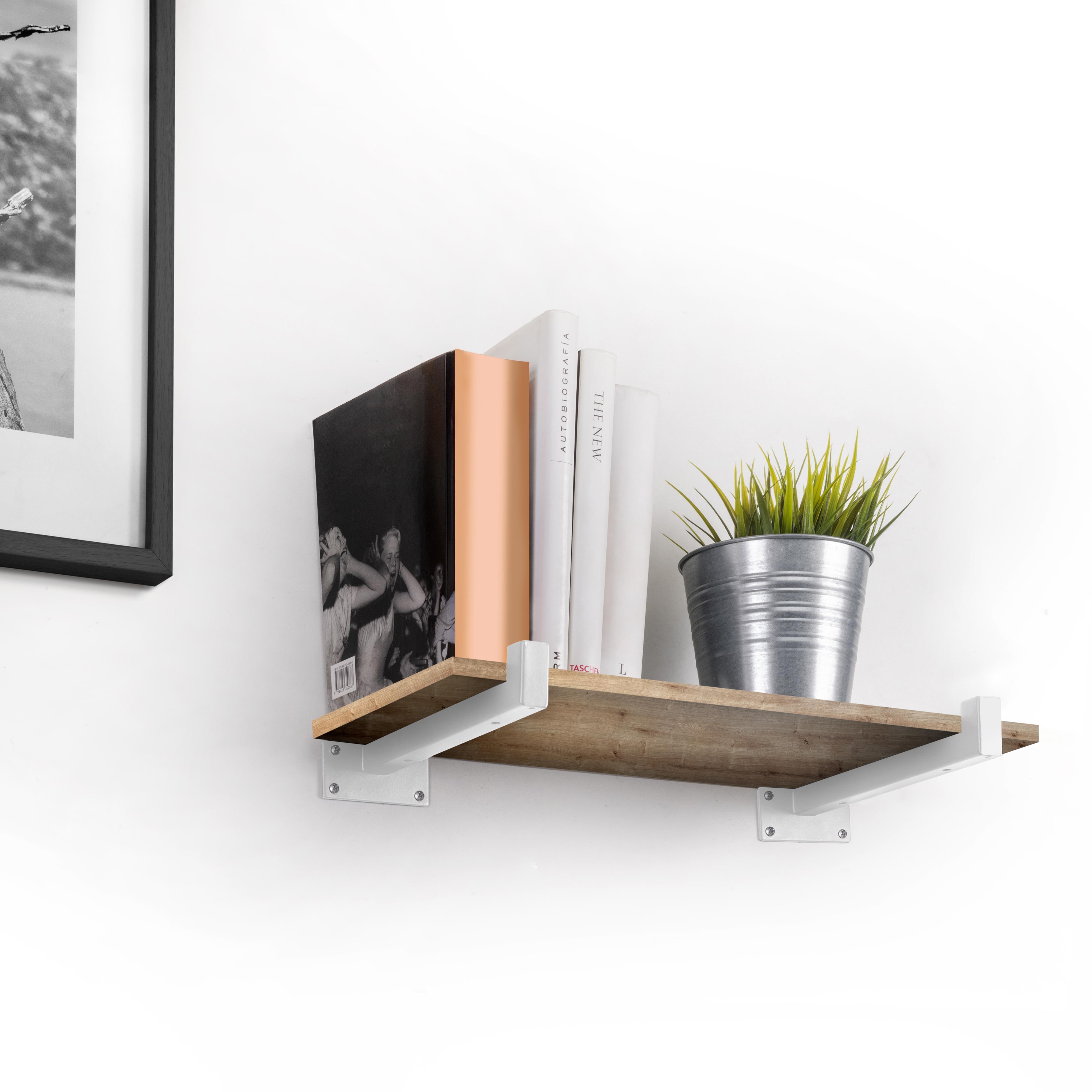 Jogo de suportes para prateleiras em madeira shelf reto com tubo quadrado