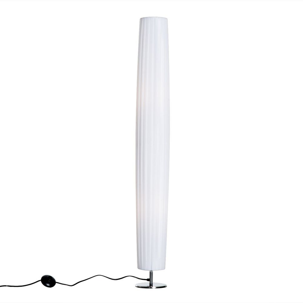 Candeeiro de pé aço inoxidável, tecido de poliéster e metal color blanco