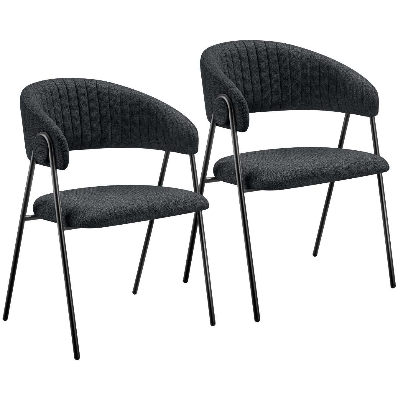 2 cadeiras de sala de jantar de tejido acolchoado 60 x 58 x 85 cm preto