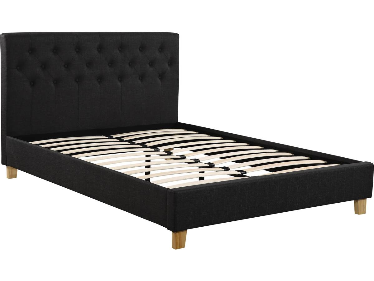 Cama de casal "emmy" - 140 x 190 cm - cinza