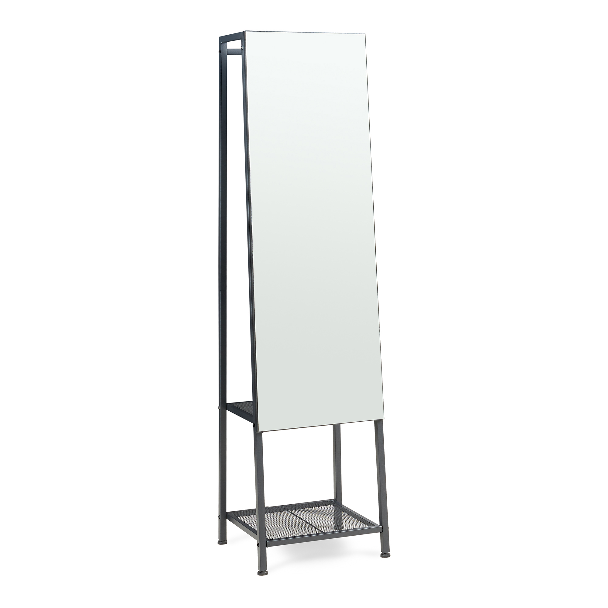 Espelho de corpo inteiro 2 em 1 klilbojle 2 prateleiras 160x40x35cm preto