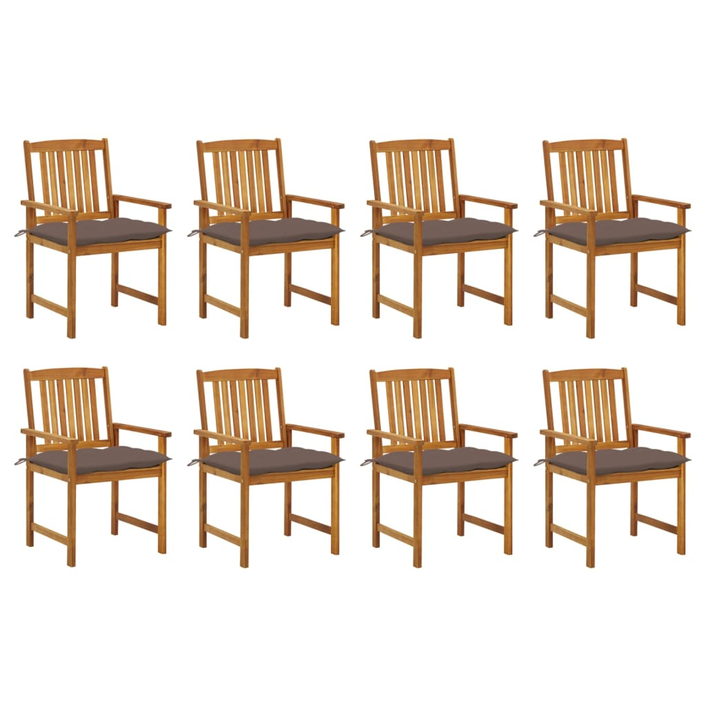 Cadeiras de jardim com almofadões 8 pcs acácia maciça