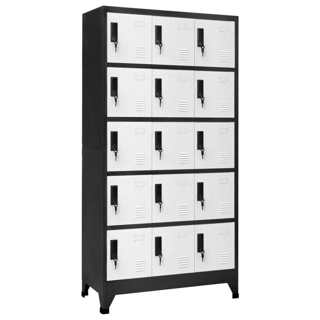 Cacifo 90x40x180 cm aço antracite e branco wgo2249