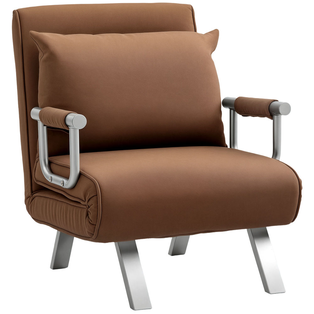 Sofá cama individual 65x69x80 cm poliéster color marrón Homcom