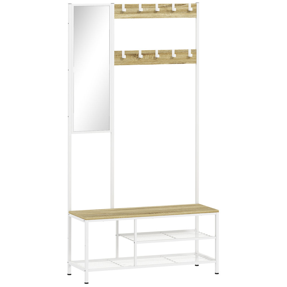 Móvel cabide de entrada 98x34x186 cm color marrón Homcom