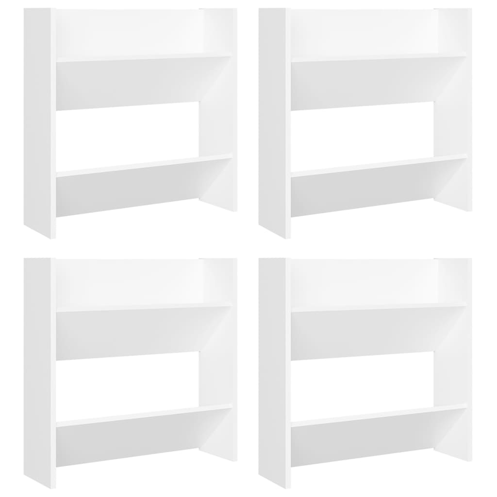 vidaXL zapateros de pared 4 uds madera contrachapada blanco 60x18x60cm