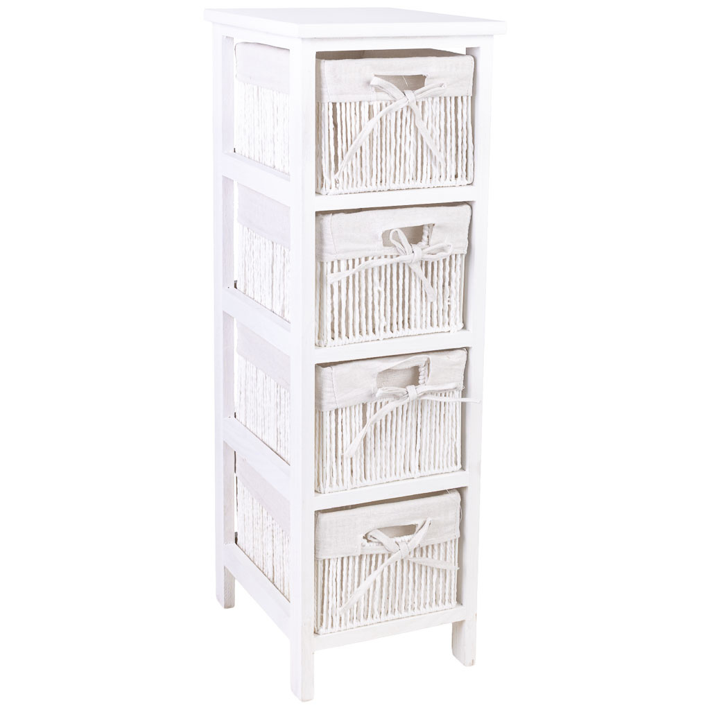 Chiffonier de madeira branca 26x32x81 cm