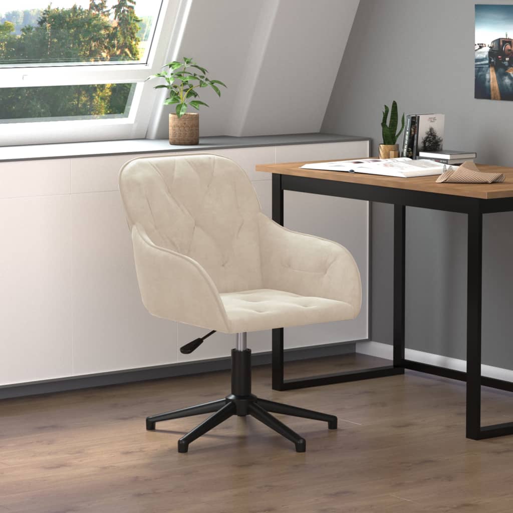 Cadeira de escritório giratória veludo cor creme wf667031