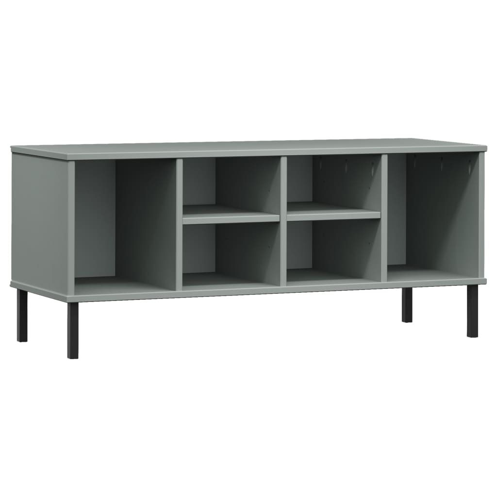 vidaXL zapatero con patas metal oslo madera maciza gris 106x35x45 cm