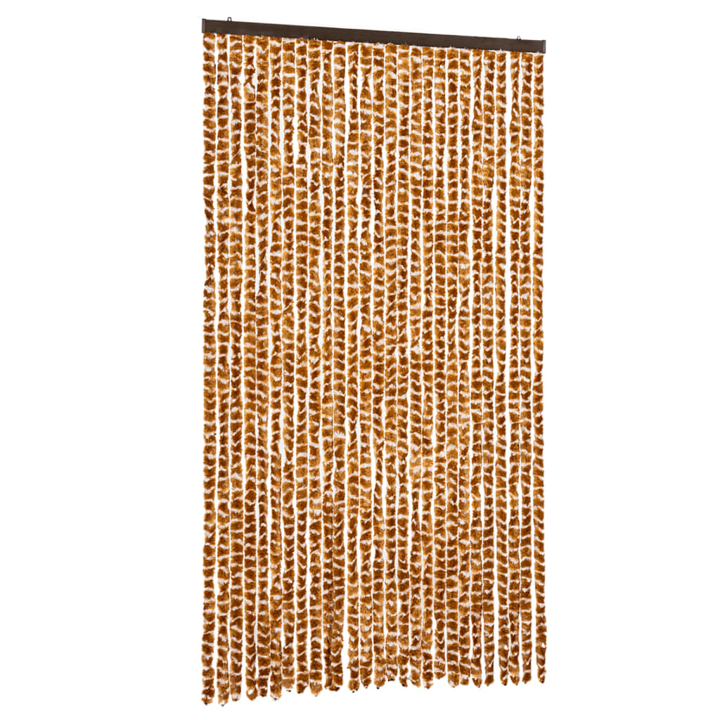 Cortina anti-insetos 118x220 cm chenille ocre e branco