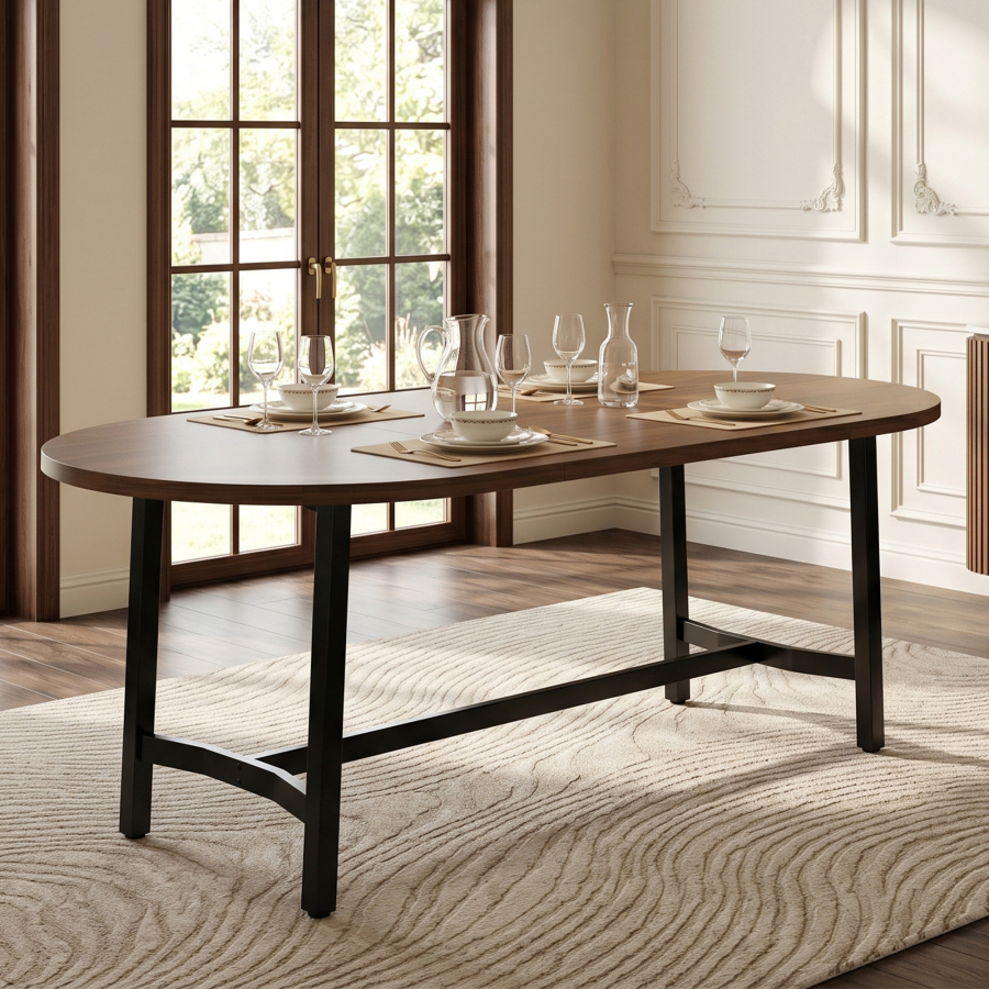 Mesa de jantar para 6 a 8 pessoas nogueira 75x180x80cm