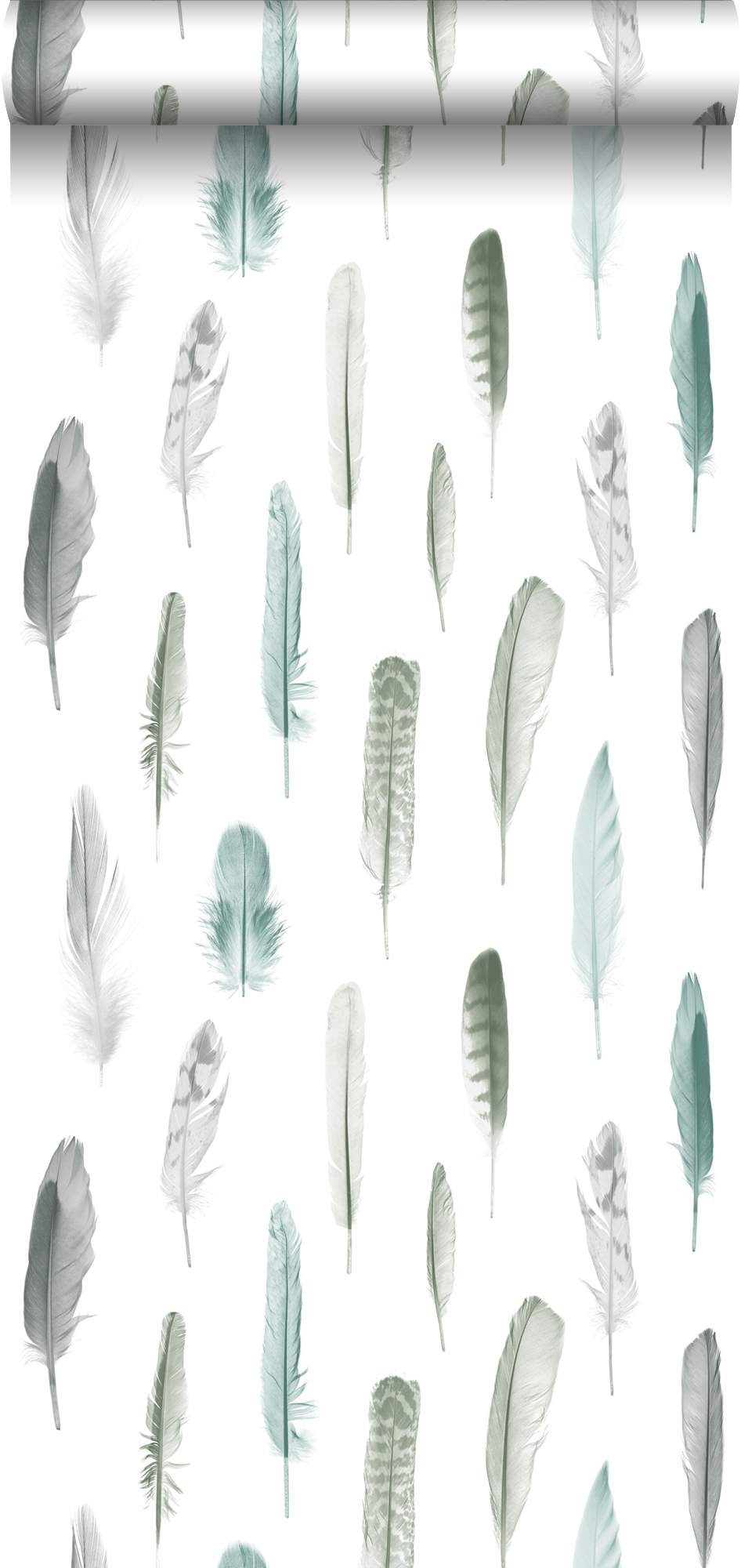 Walls4you papel de parede penas cinzento,azulebranco - 53 cm x 10.05 m