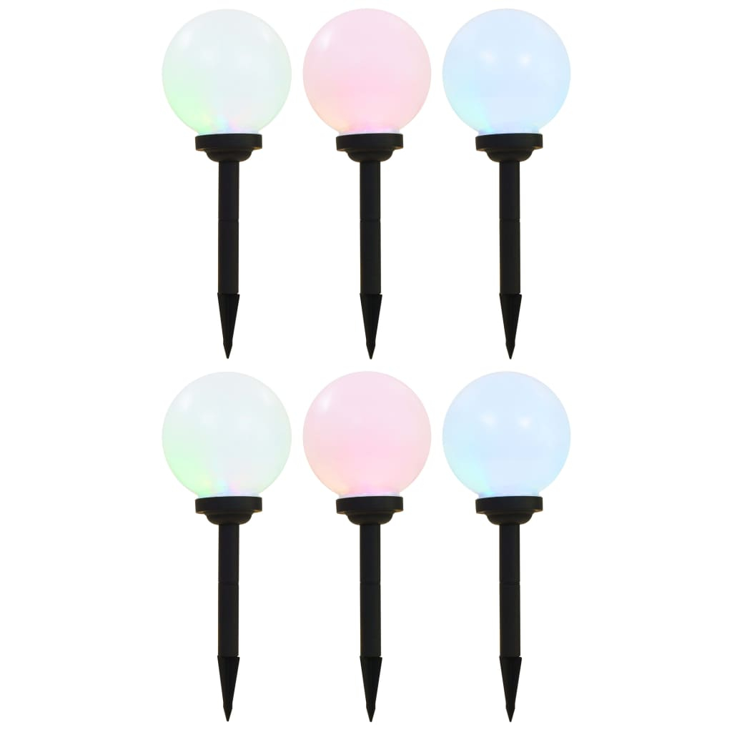 Candeeiro solar de exterior LED 6 pcs esférico 20 cm rgb