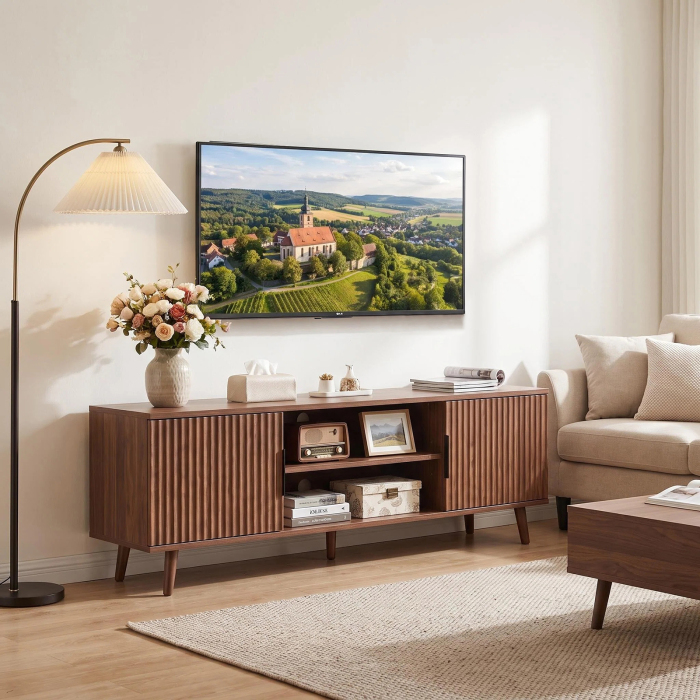 Móvel de tv nogal com nicho e 2 portas 138x39cm