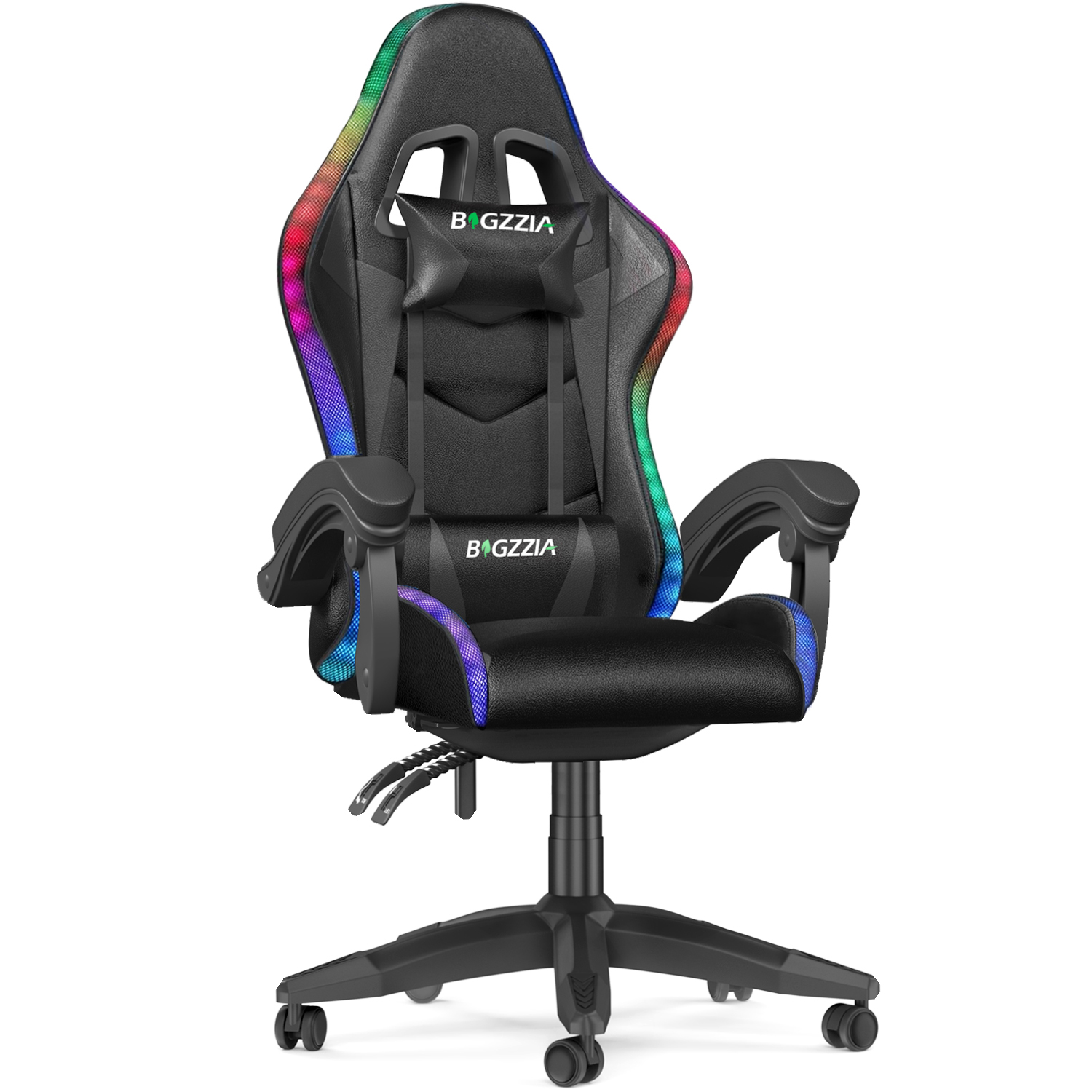 Cadeira gamer a com rgb, cadeira ergonómica com luz - toda preta