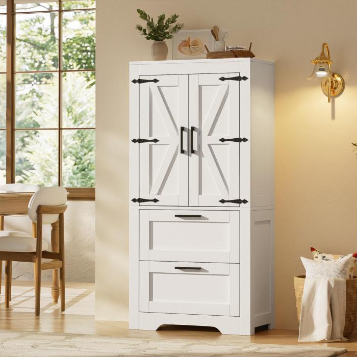Armário alto com 2 gavetas branco 128x60x28cm