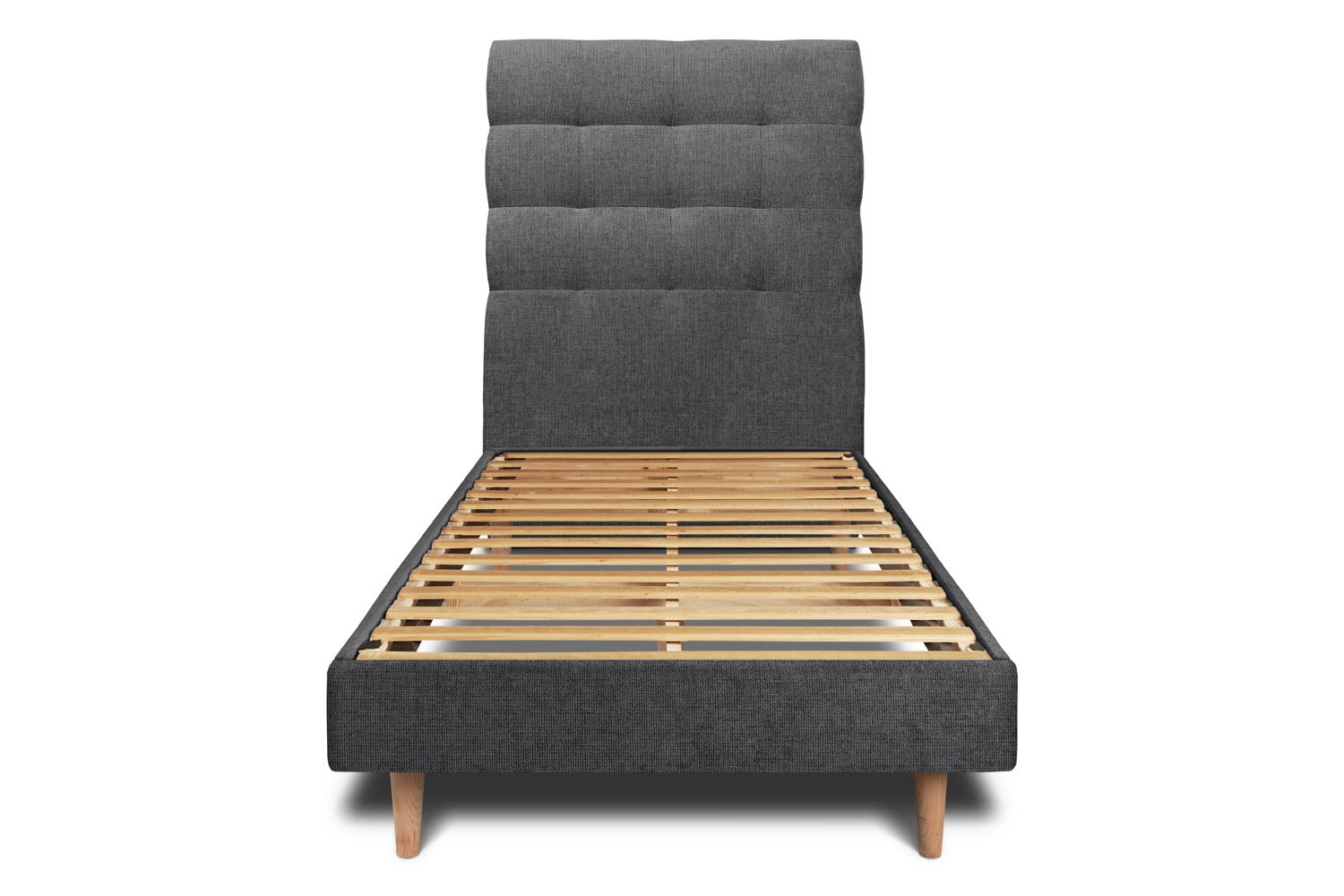Cama de 90x200 cm com cabeceira estofada - tecido tela fosca - preto