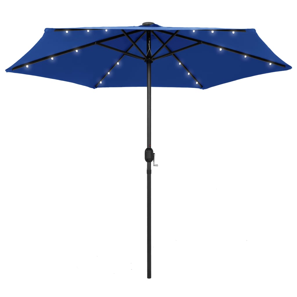 Guarda-sol jardim c/ luzes LED/poste alumínio 270 cm azul-ciano ergft3413
