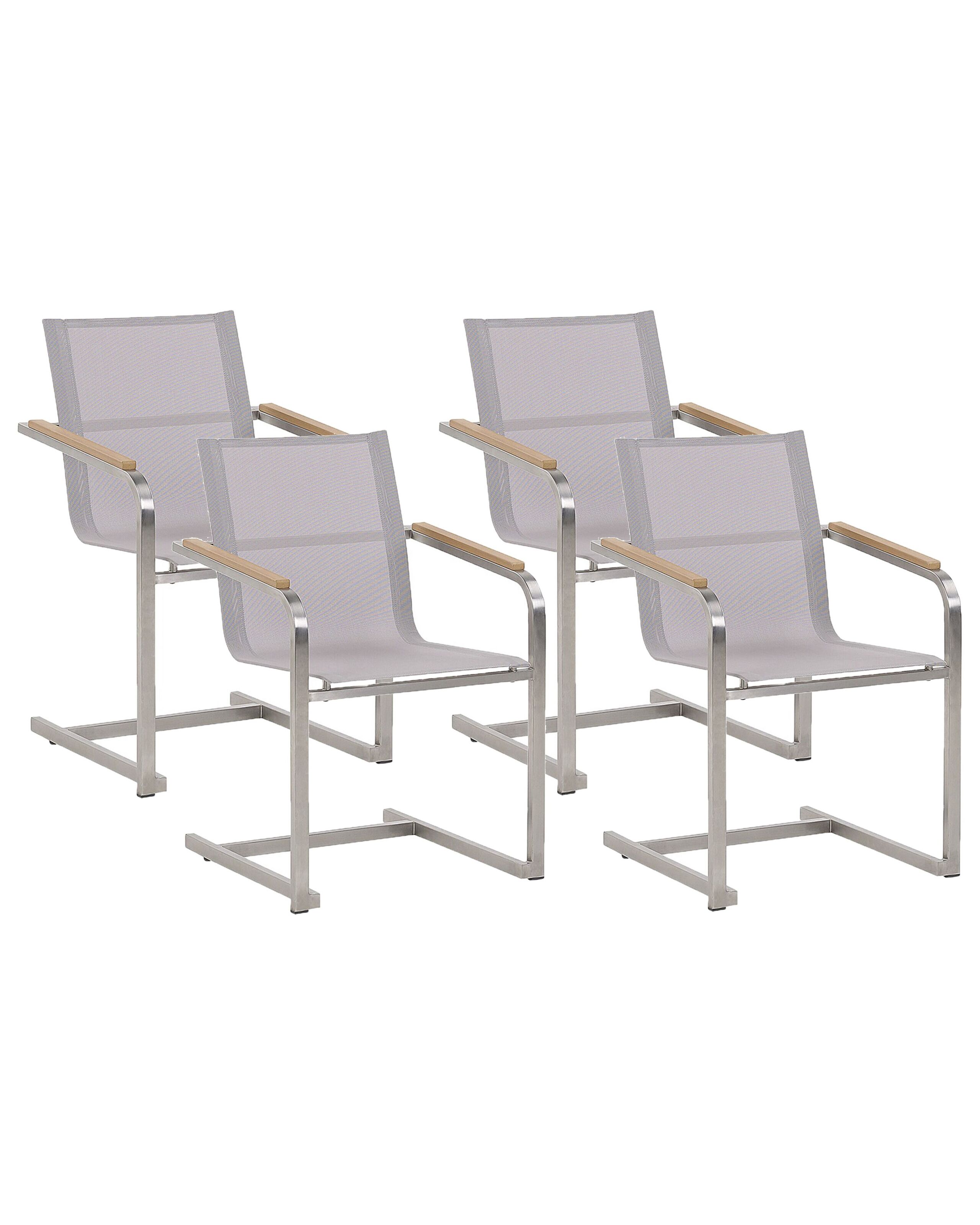 Conjunto de 4 sillas de jardín cosoleto acero inoxidable beige