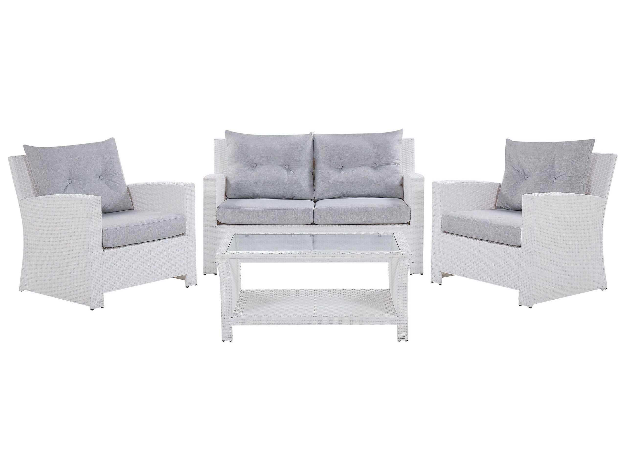 Conjunto de jardim com mesa 4 lugares marino rattan sintético branco